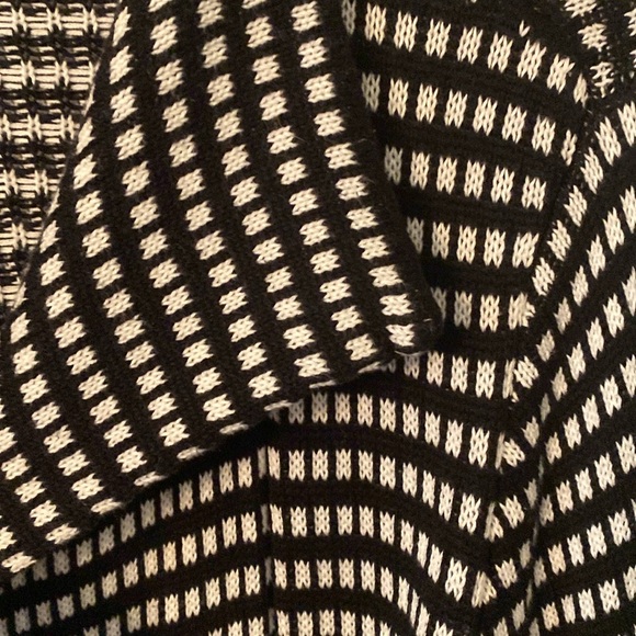 Alison Sheri Black and White Patterned Long Belted Open Front Cardigan - Picture 4 of 12